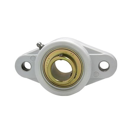 Ami Bearings AMI BEARINGS -SINGLE ROW BALL BEARING - 1-1/4in ZINC WIDE SET SCREW WHITE 2-BOLT FLANGE UCNFL207-20MZ2W